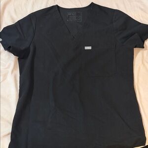 Figs Women's V-Neck Black Scrub Top